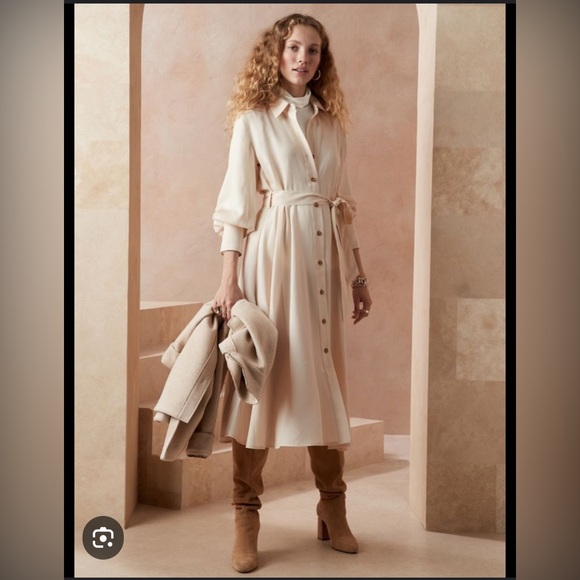 Banana Republic Petite Belted Long Sleeve Shirt Dress TENCEL - Picture 1 of 6